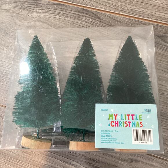 My Little Christmas 2021 Hobby Lobby 6" Sisal Bottlebrush Trees Green NIB - Picture 3 of 11